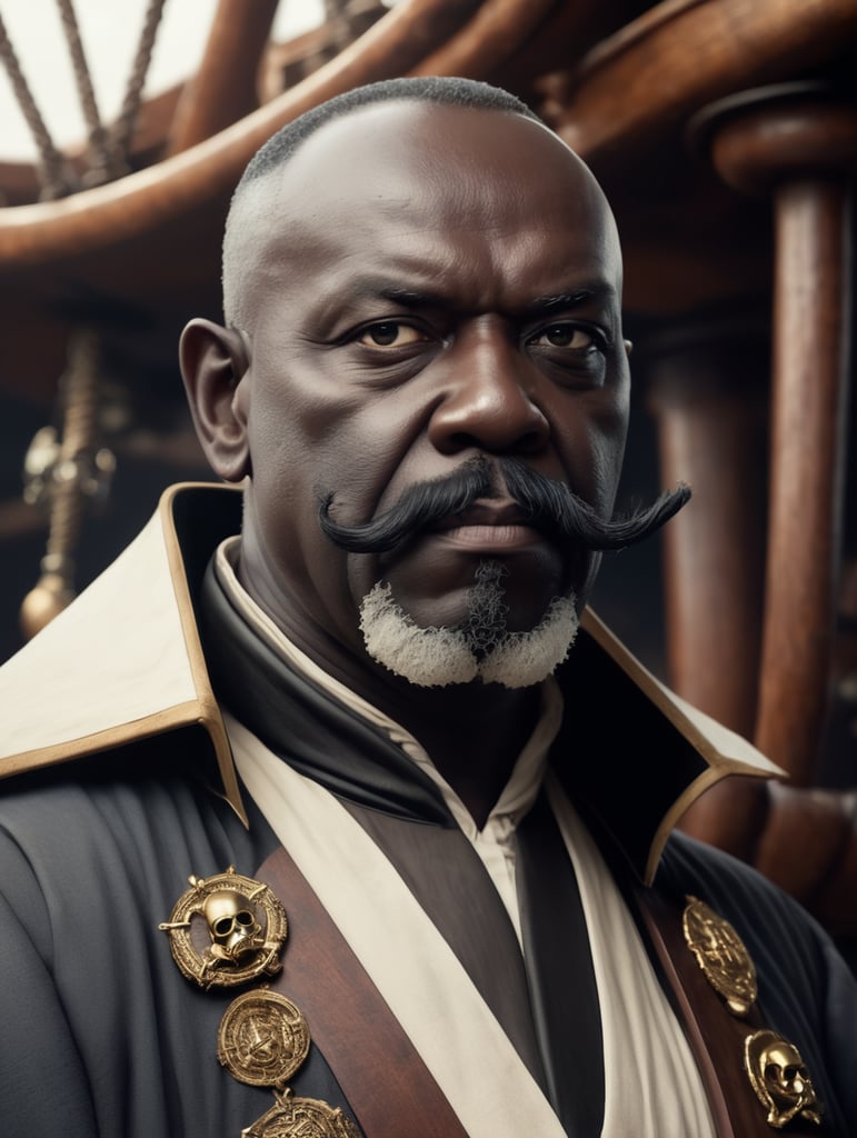 Generate me a portrait of Count Doku from Star Wars as he is a pirate on a pirate ship