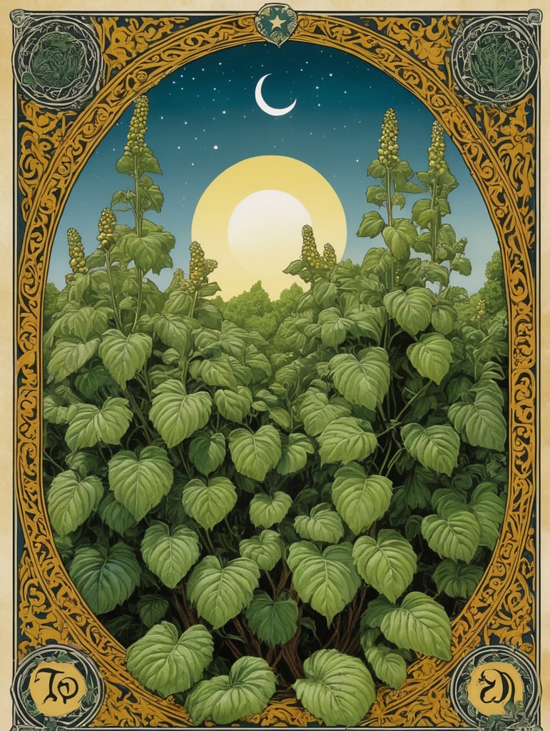 folk crescent, hirsute kudzu, tarot card