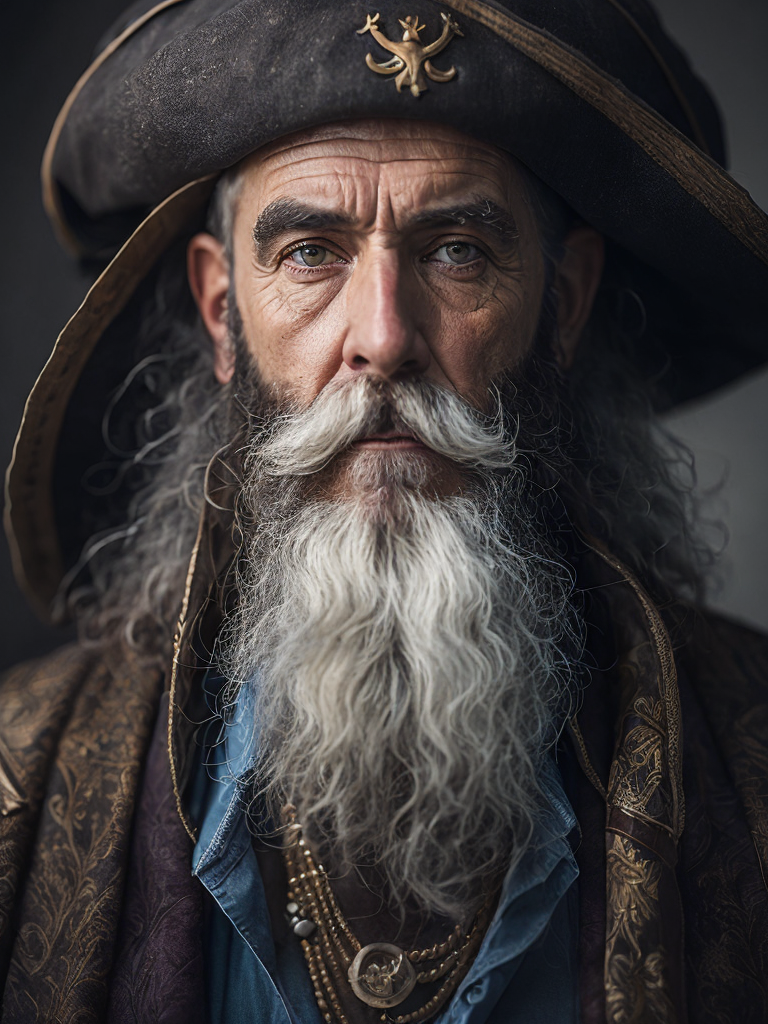 old pirate with octopus beard, dark scene, dark atmosphere, epic shot, sharp on details