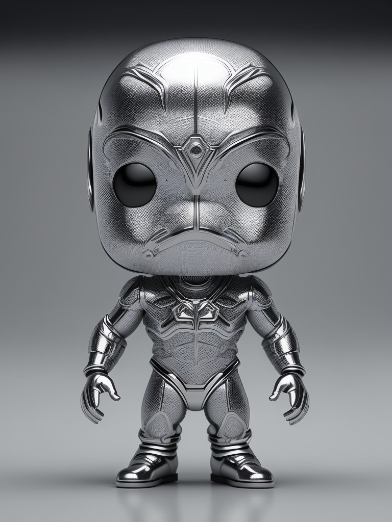 Intricate portrait of 3d render of funko pop of silver surfer, 8k, ultra realistic, whole wide shot
