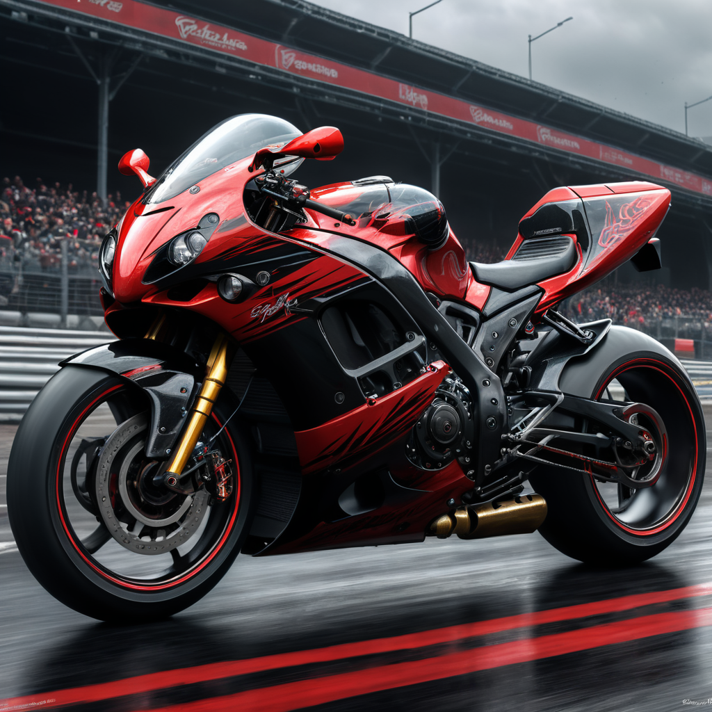 Racing Hayabusa Heavy Bike, Black and Red Color,