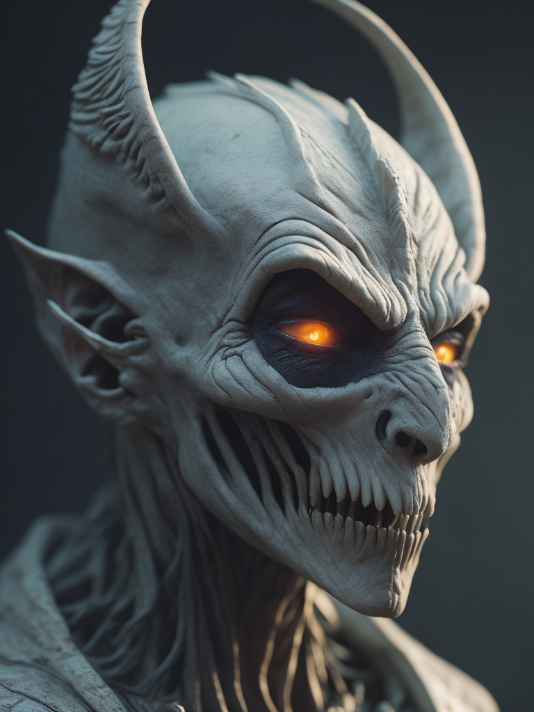 fantasy alien concept art, scary, white