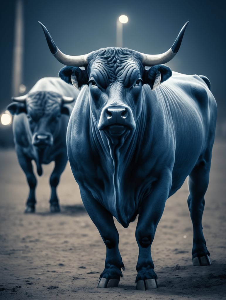 Premium Free ai Images | american bull strong in the night with blue tone
