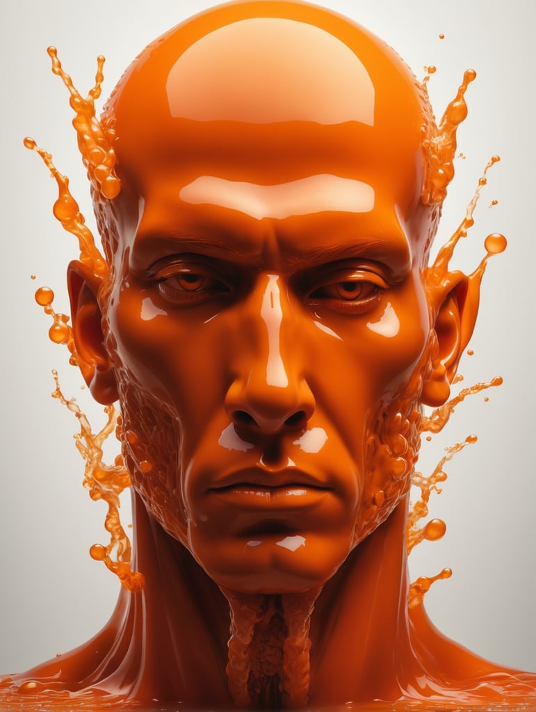 The human body is enveloped in an orange liquid substance, a powerful substance called D3O.