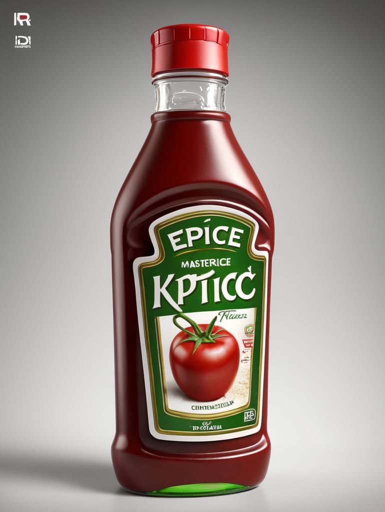 ketchup bottle, green cap, isolated, white background