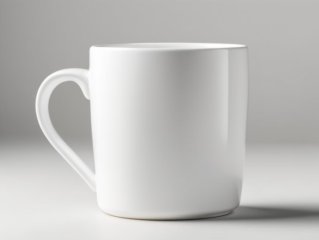 White strait ceramic mug, white background, isolated, mock up, mockup