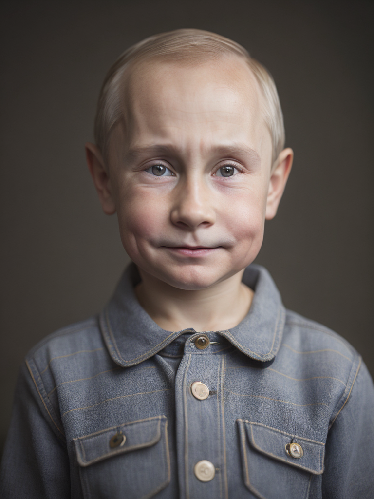 portrait of Vladimir Putin as a kid, happy