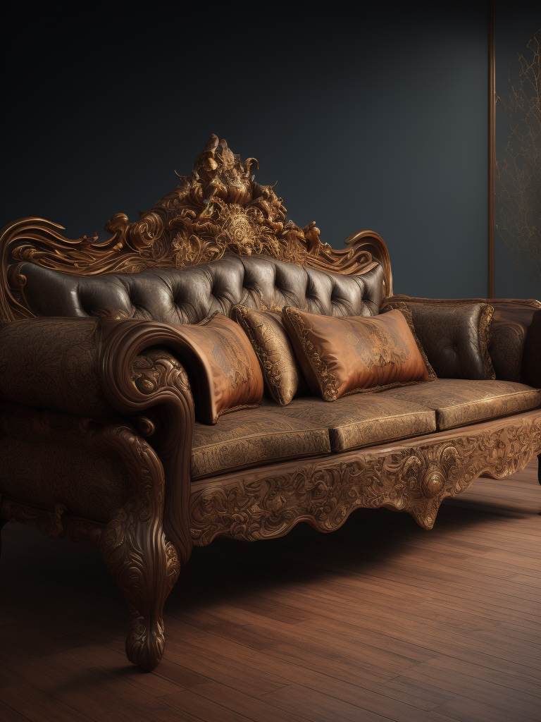 deep carved sofa, deep atmosphere, Chinese style, sharp on details