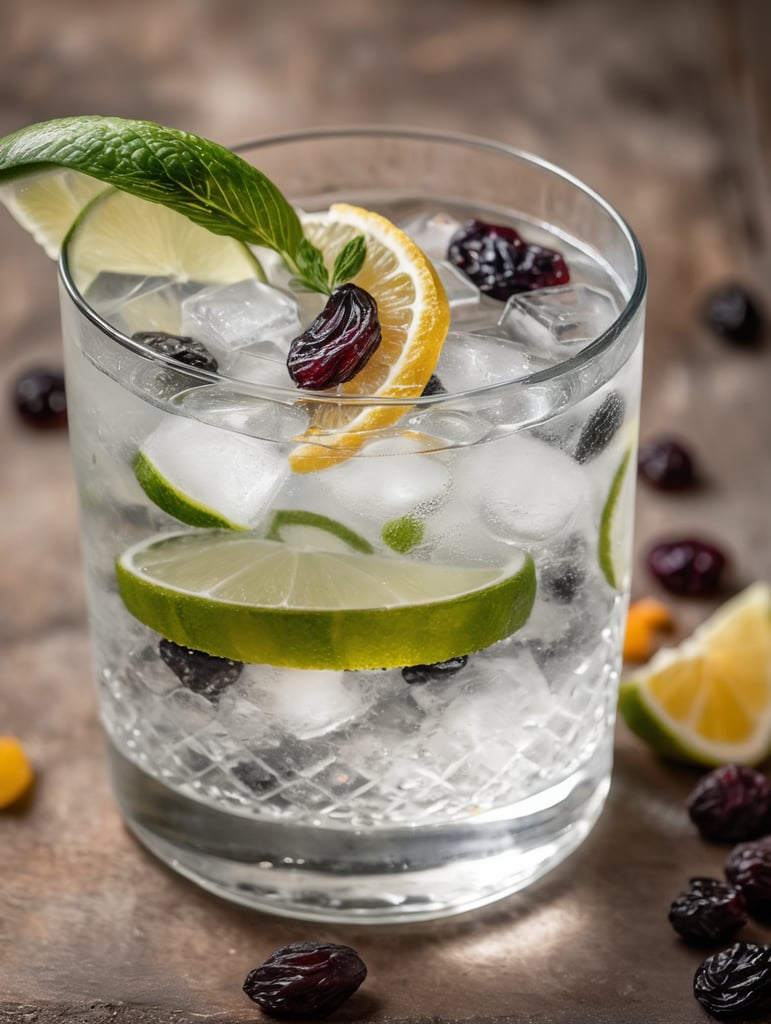 Gin and Tonic with dried fruit slices