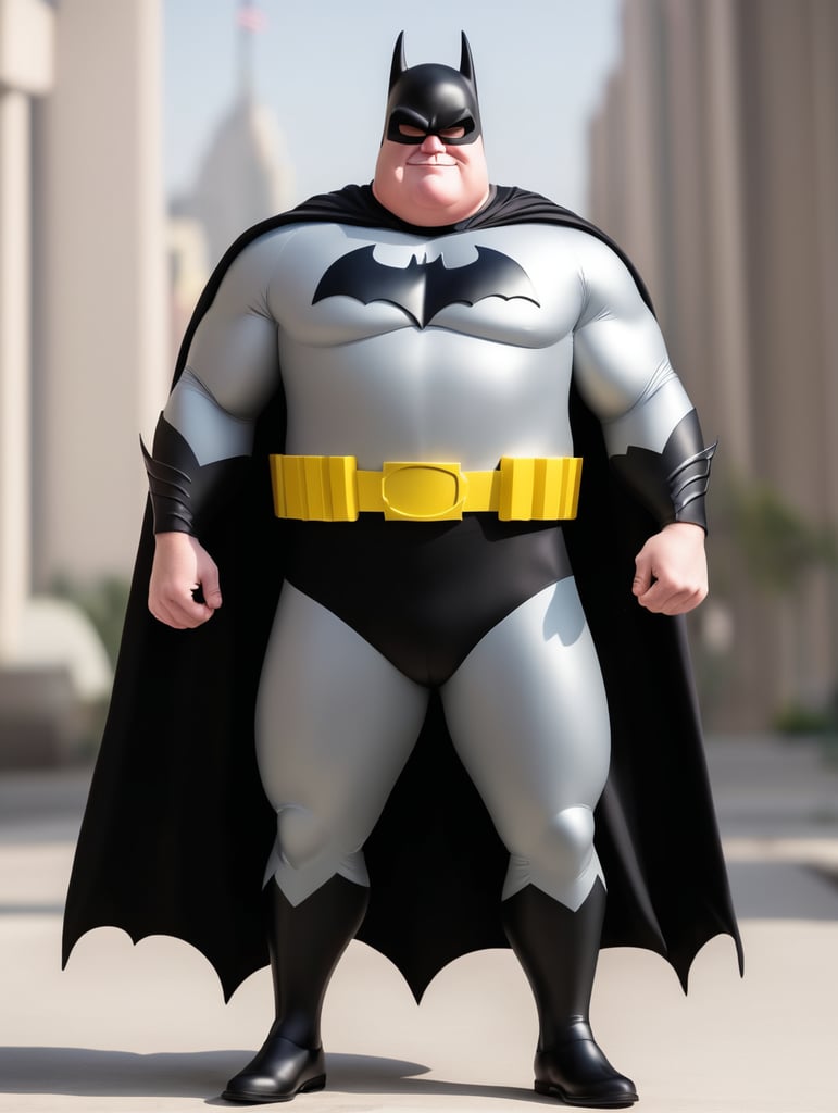 Peter Griffin from family guy dressed up as the DC superhero batman