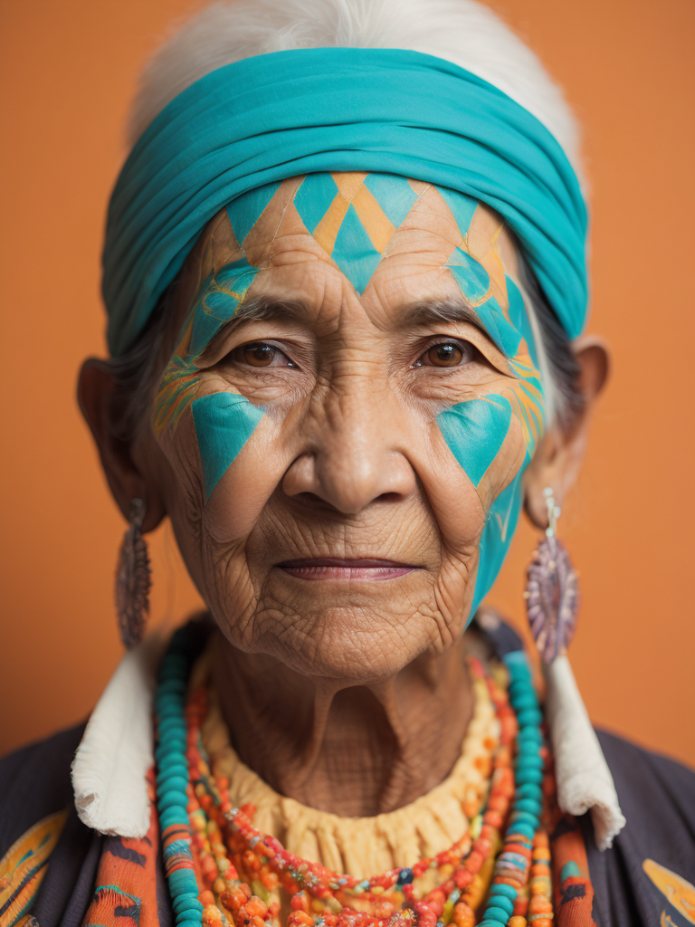 native american old woman in national dress