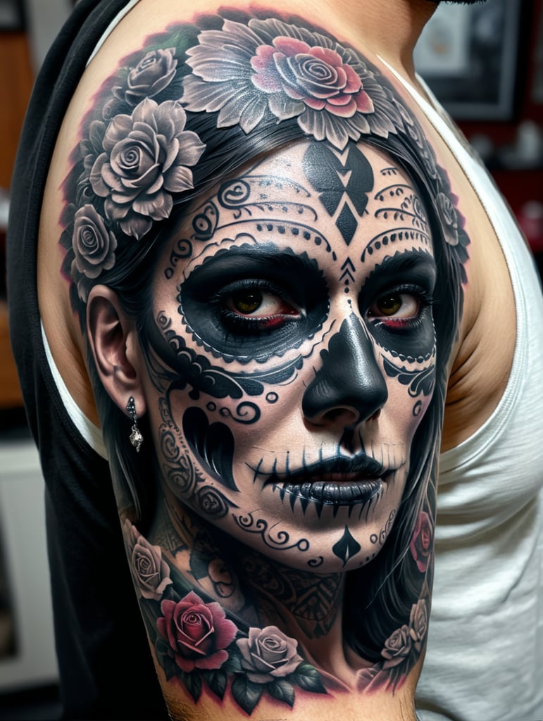 mexican tattoo mexico black white Día de Muertos