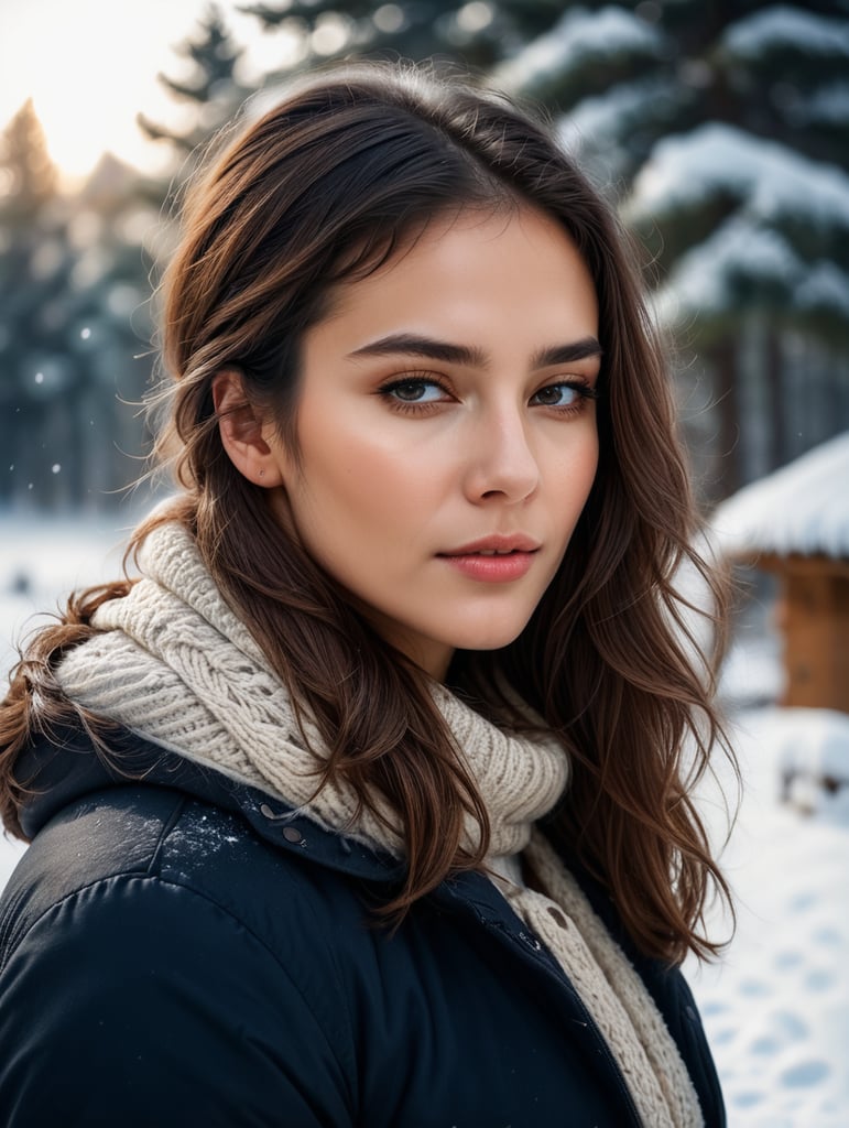 Winter woman in the snow. Beautiful girl in the winter in nature. High quality photo