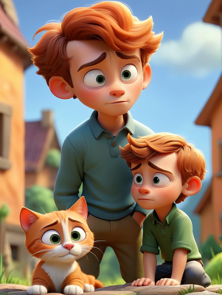 Рижий кіт і хлопчик