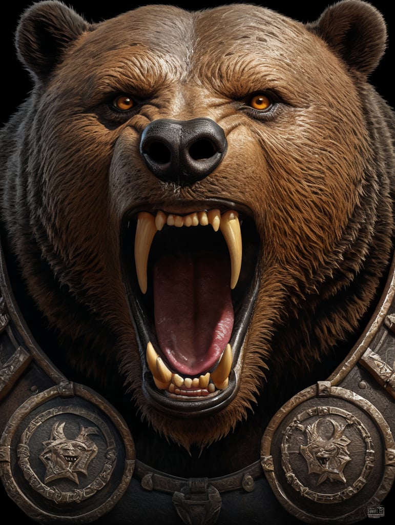 Logo of a sports teams named bears, agressive, showing teeth, adobe illustrator style