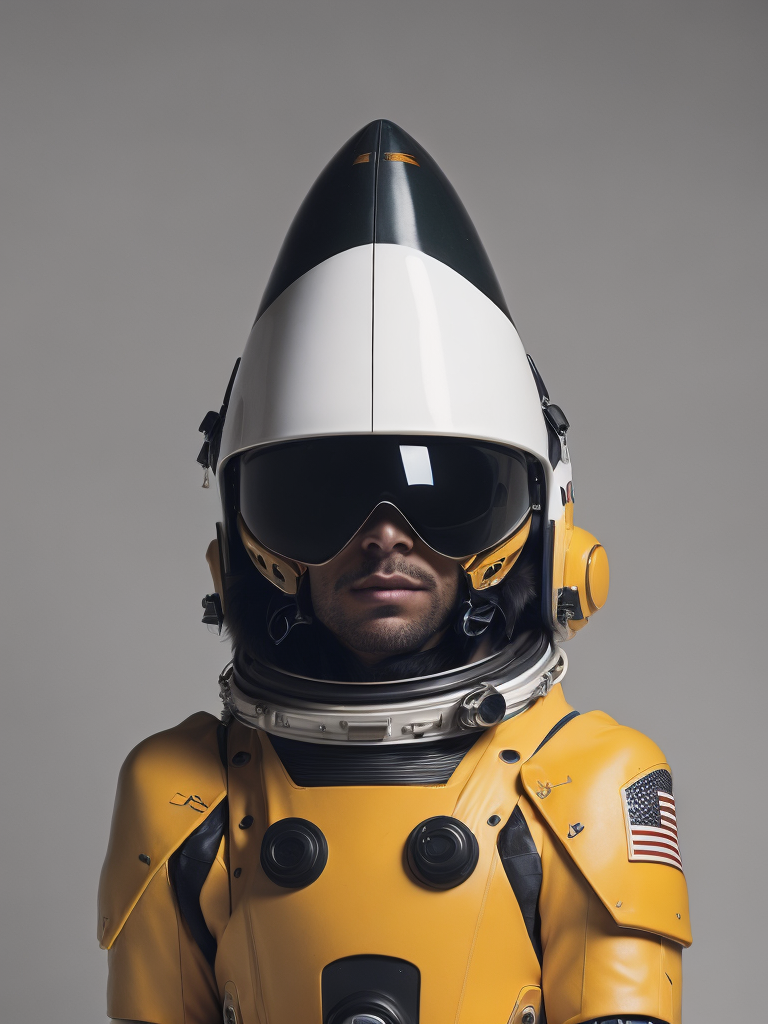 minimalistic fashionable gloomy portrait of space rocket robot, fur details, minimalistic design, minimal details, Versace, givenchy, film still from Wes Anderson, photograph, photoreal, 200mm, HD, f 2.0, highly detailed, accurate