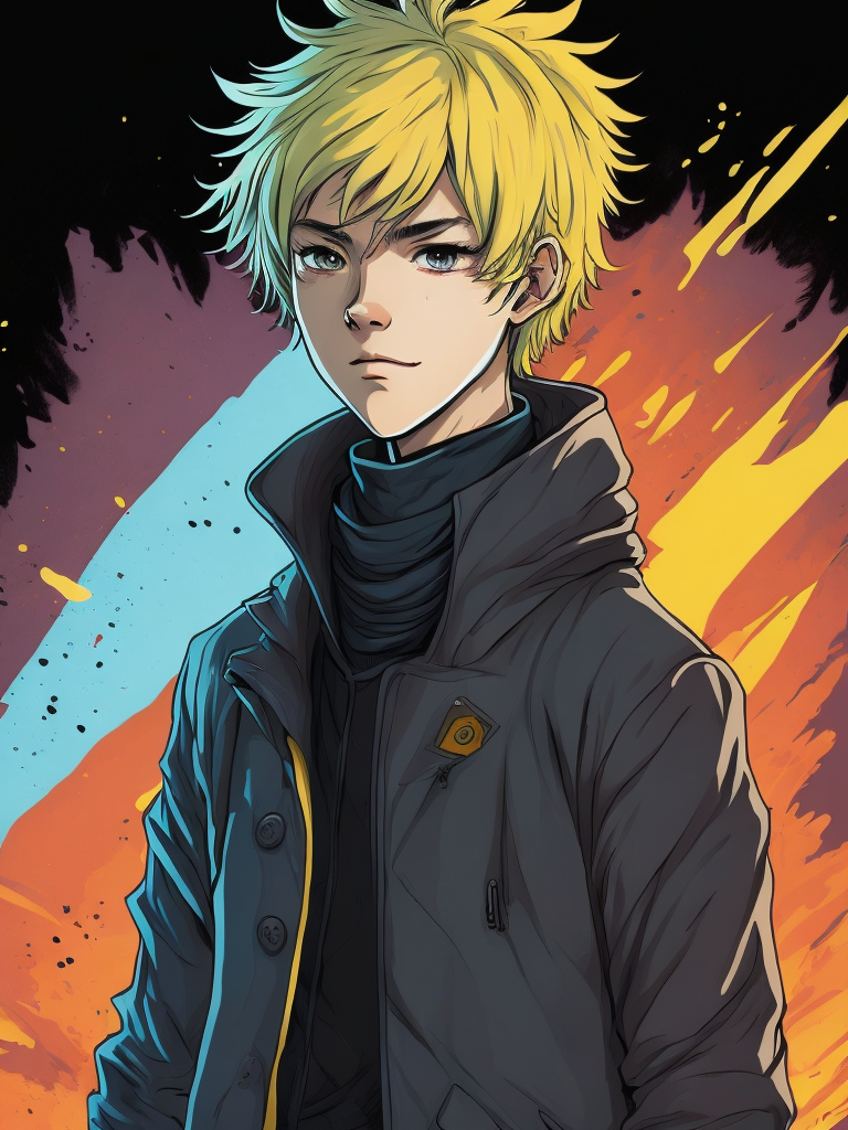 young teenage boy, hanahaki disease, manga anime art style, bright colours