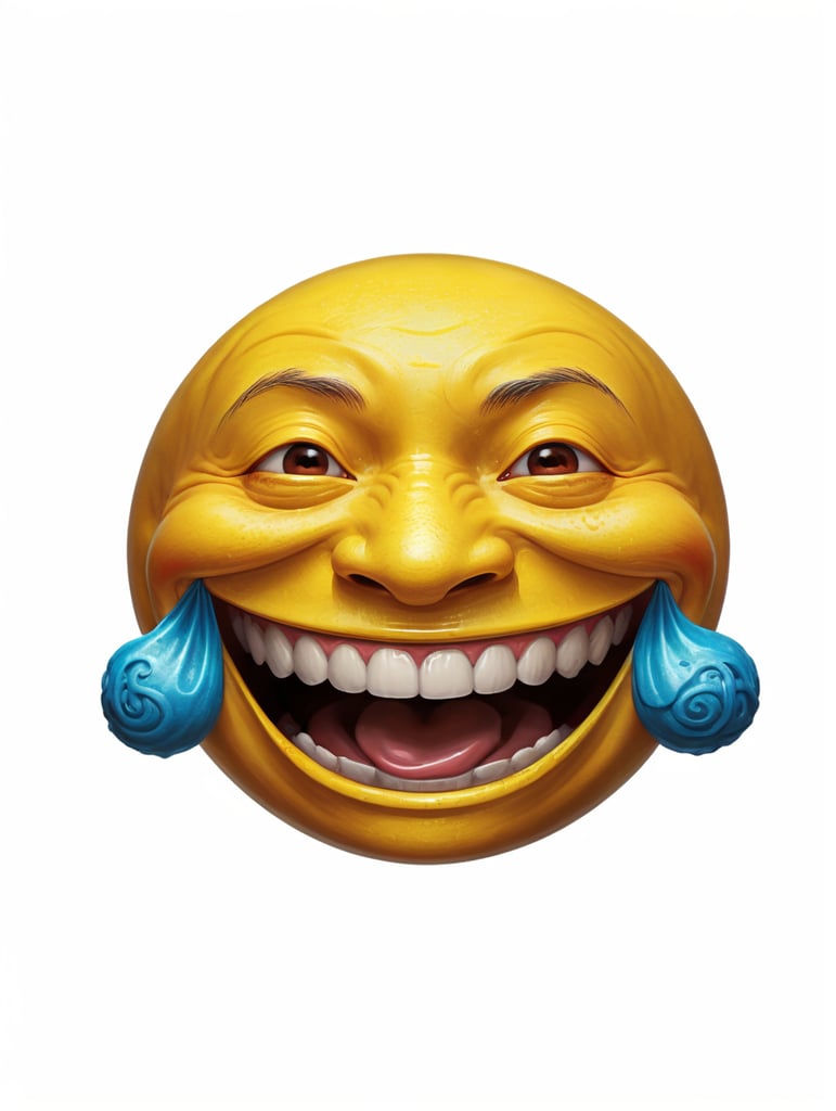 Extreme happiness, Chinese laughter emoji as a human