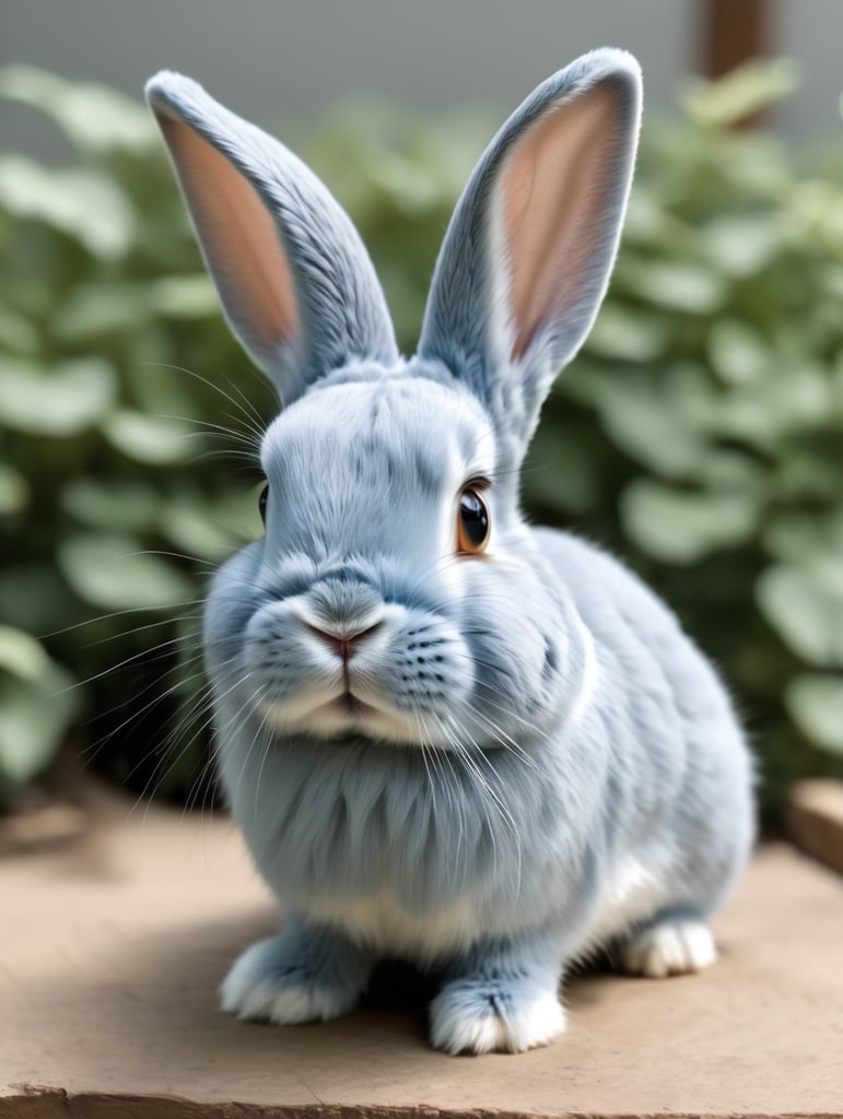 Light blue rabbit, floppy ears, antenna