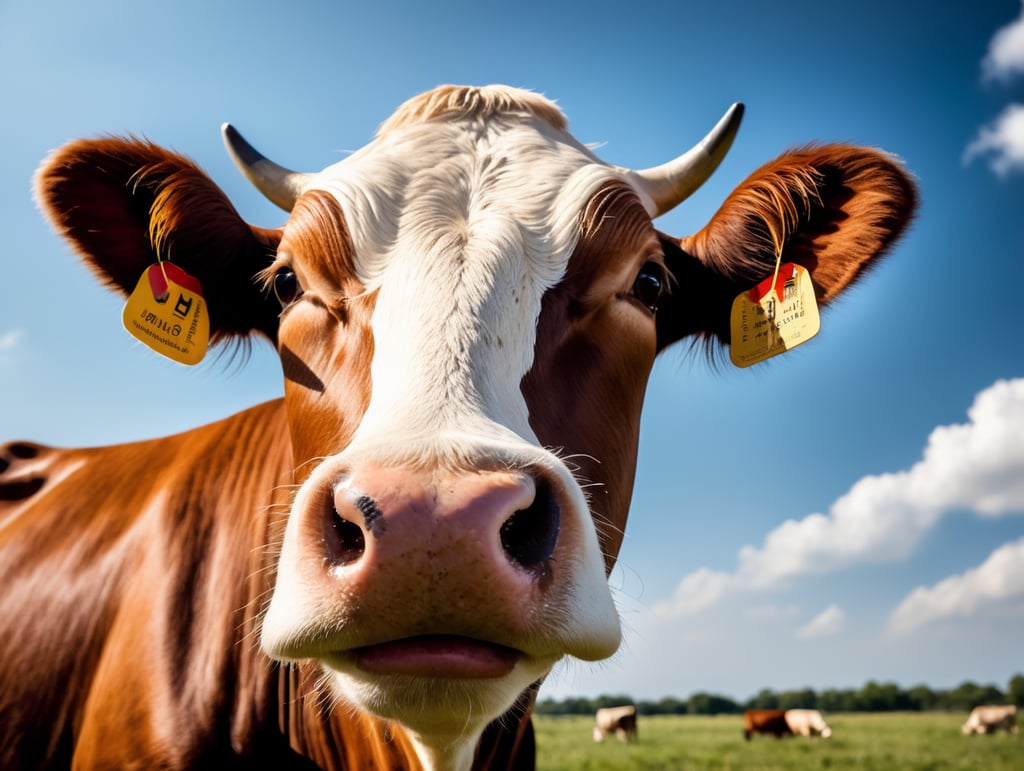 cow, happy, fly, blue sky, real