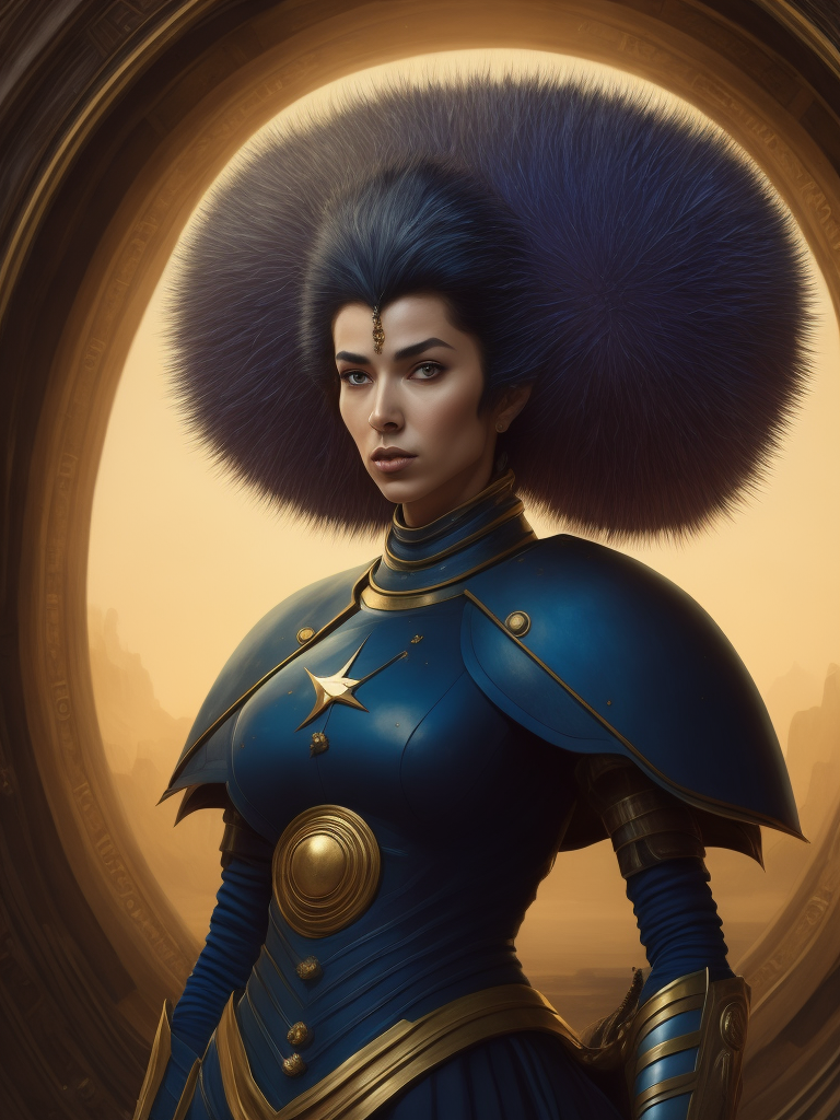 Pulp manga oil illustration, Moebius and Pierre Soulages, Urchin Empress, Ombulus Nebula, armor