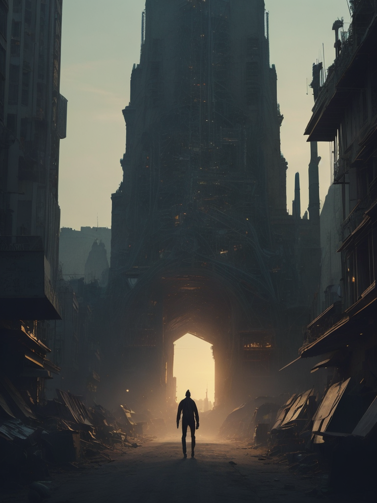 Poster of Industry, humanization, poster, flat illustration style