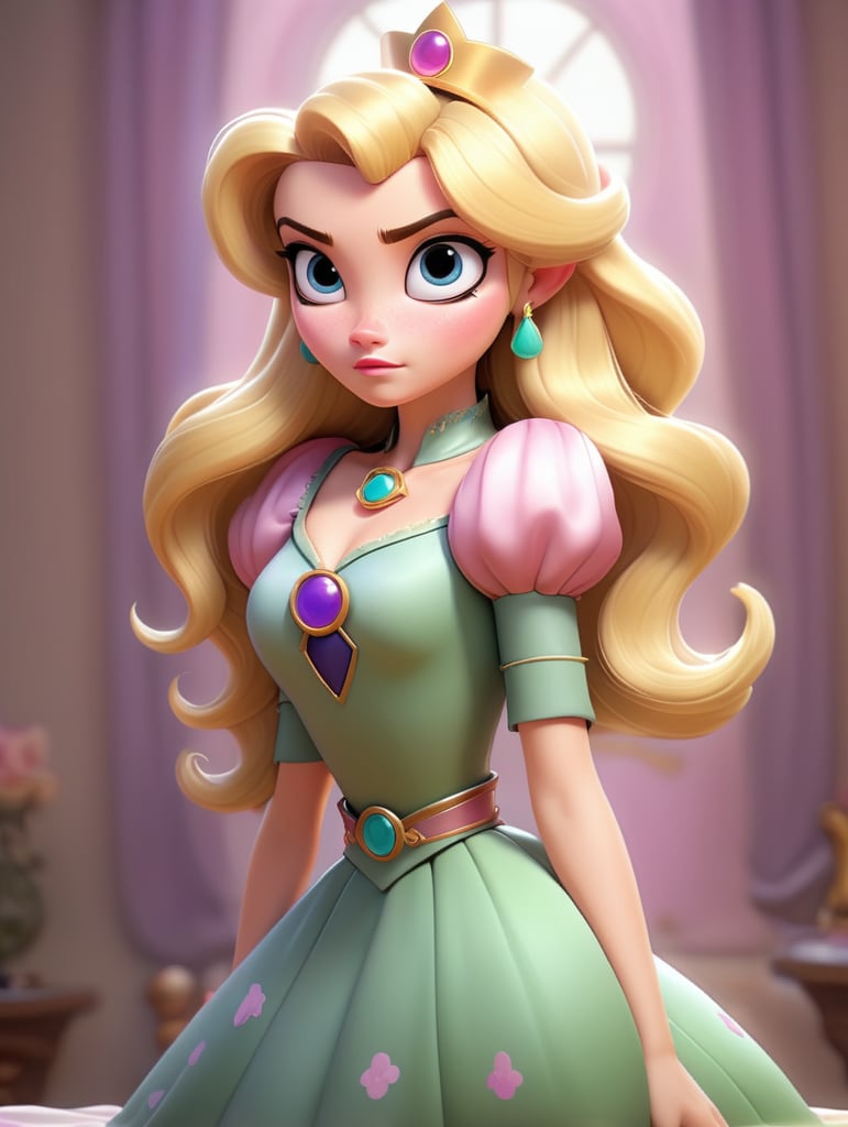 hypnotized princess zelda in a satin blouse cartoon style