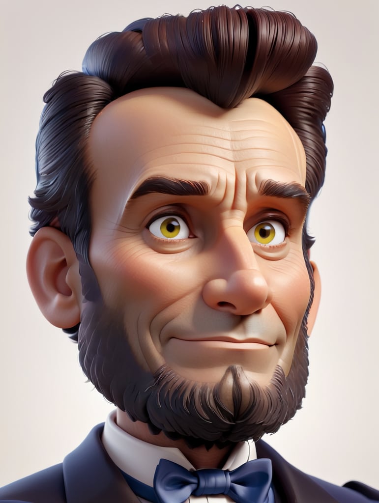 Half-body Portrait of Abraham Lincoln, bright and saturated colors, highly detailed, sharp focus, Bright expressive, Dramatic Lighting, Depth of field, Incredibly high detailed, on a white background