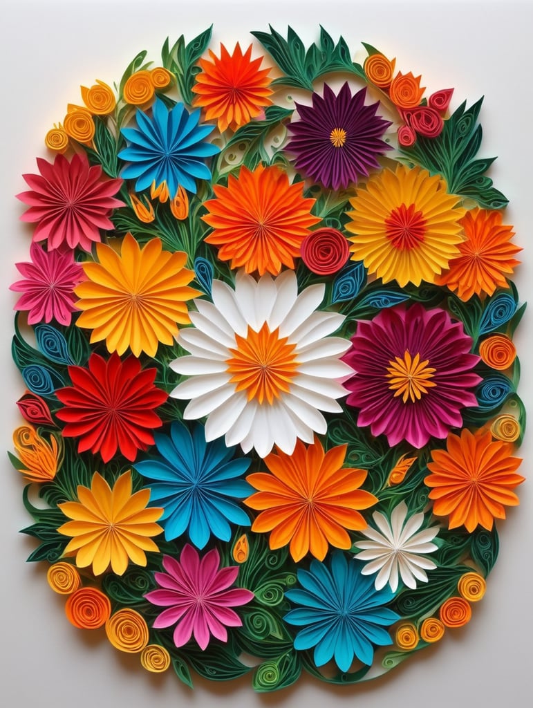 create a vivid colorful a4 size cover page for coloring book on flowers. white background many colorful flowers make the cover bright and vivid where the flowers are overlapping each other, include roses lily's and other flowers on the cover page make the colours bright in two tone and let the colours pop