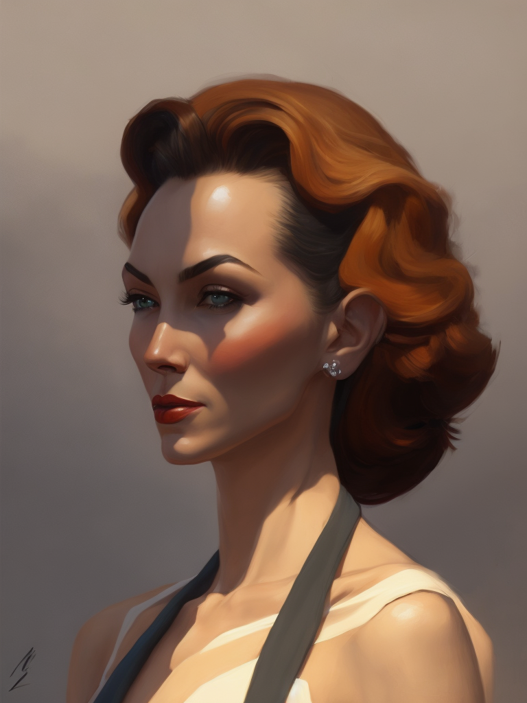 Greg manchess portrait painting of a beauty mother from 40's pinup as overwatch's characters, medium shot, asymmetrical, profile picture, organic painting, sunny day, matte painting, bold shapes, hard edges, street art, trending on artstation, by gustavo bacarisas
