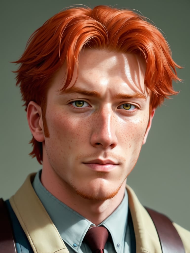 90s anime, anime, anime game developer, anime artist, Red head, freckled, man, portrait