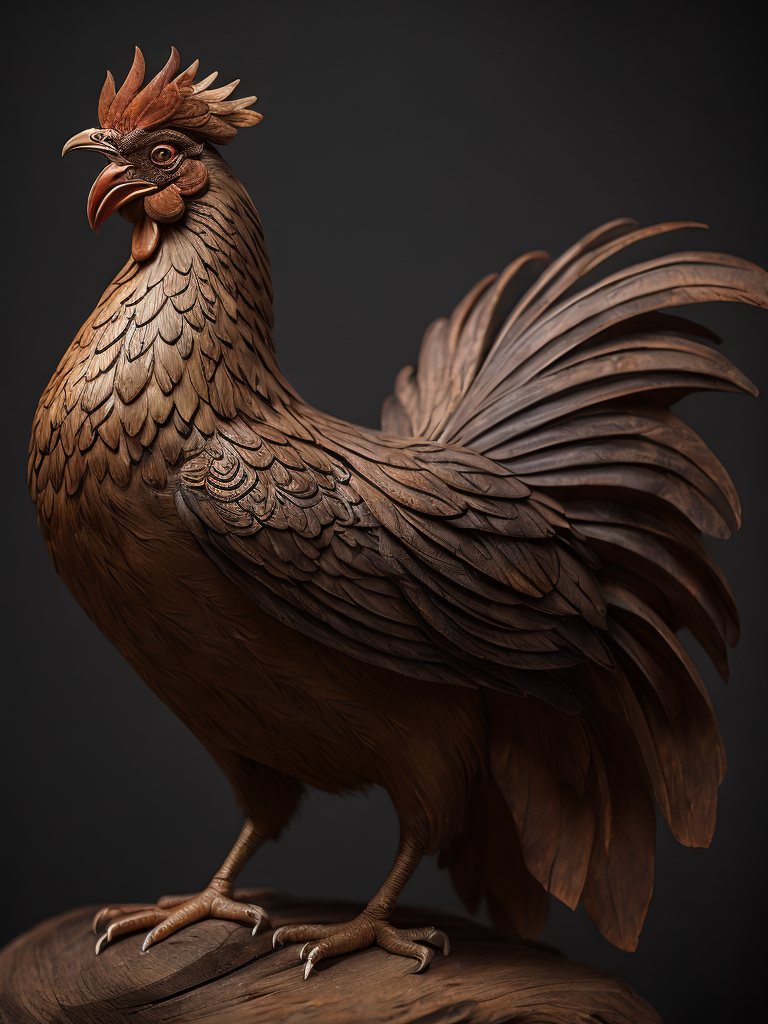 wood carved rooster
