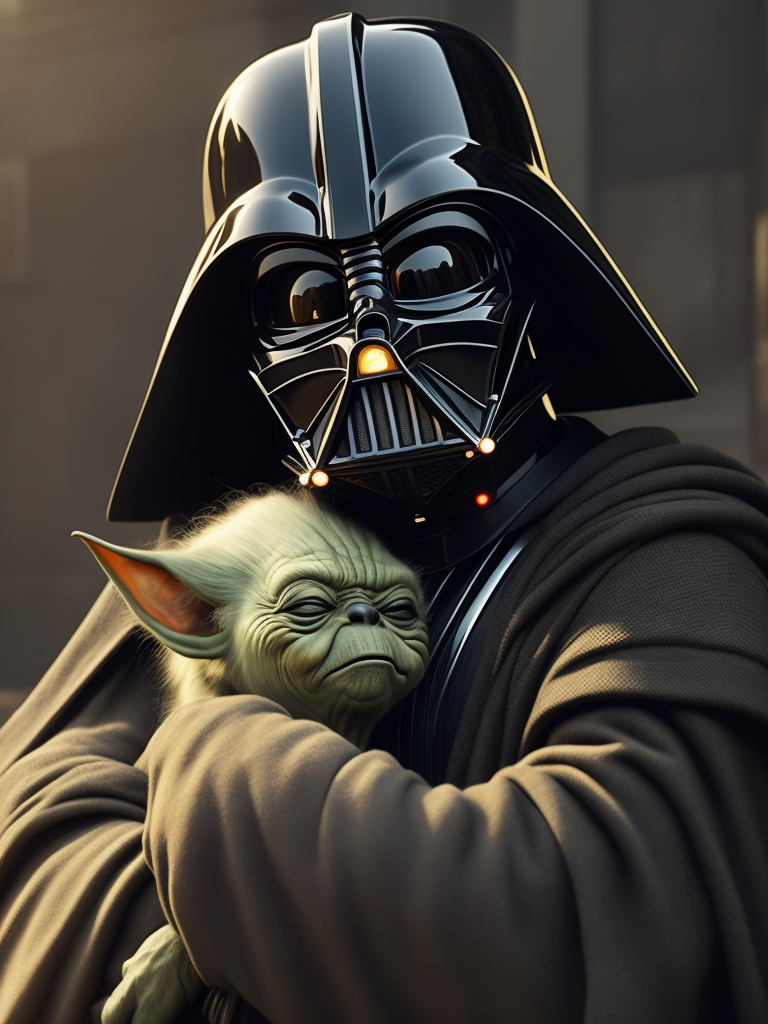 lord darth vader hugs yoda