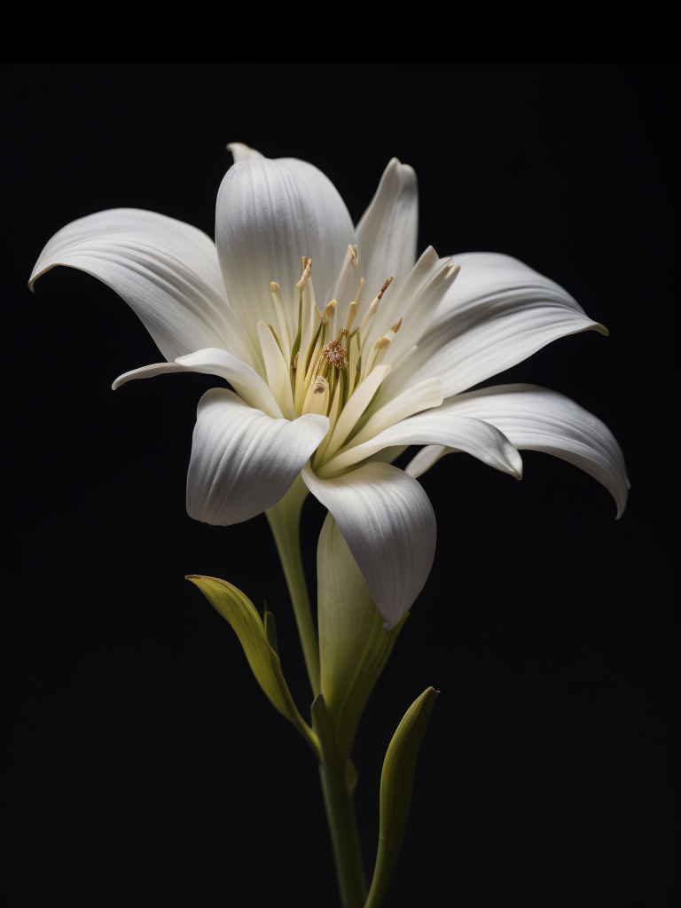 lily flower, black background, deep colors, dark atmosphere, contrasting light
