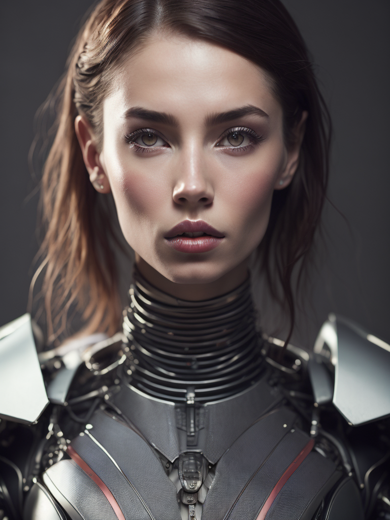 Portrait of a robot girl, enormous lips, transparent neck, porcelain face and head, robotic parts, cyberpunk, cable electric wires, hyperrealistic, fantasy, octane render, intricate, concept art, professional studio lighting