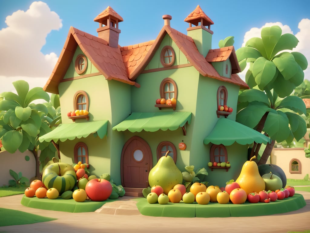 Cute house made of fruits