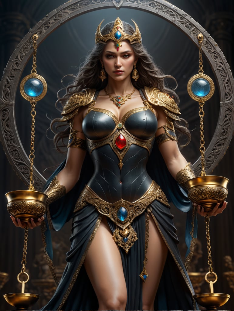 Justice goddess holding balance scales