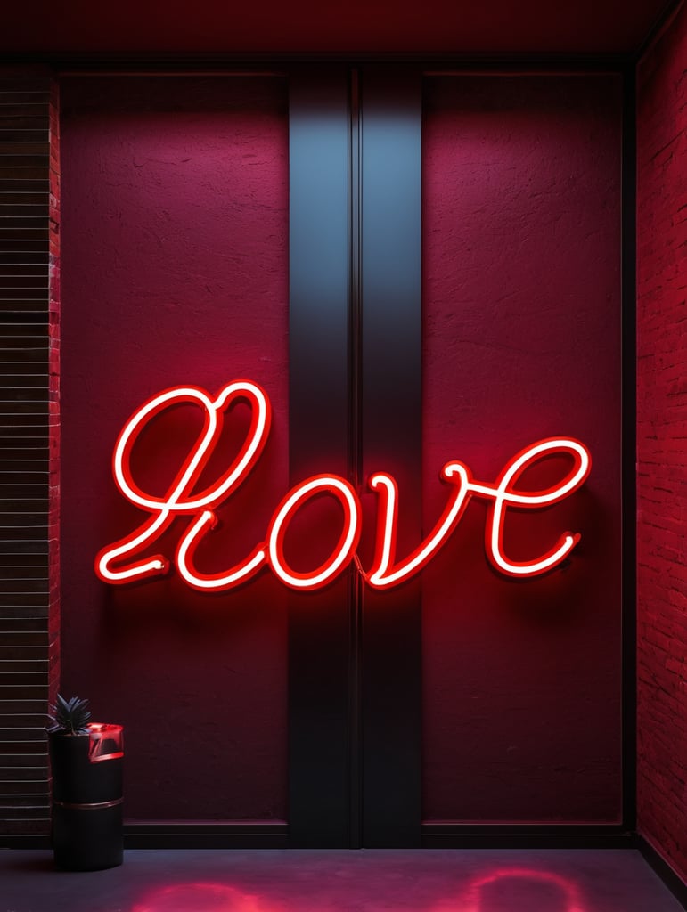 love neon sign, red color, neon