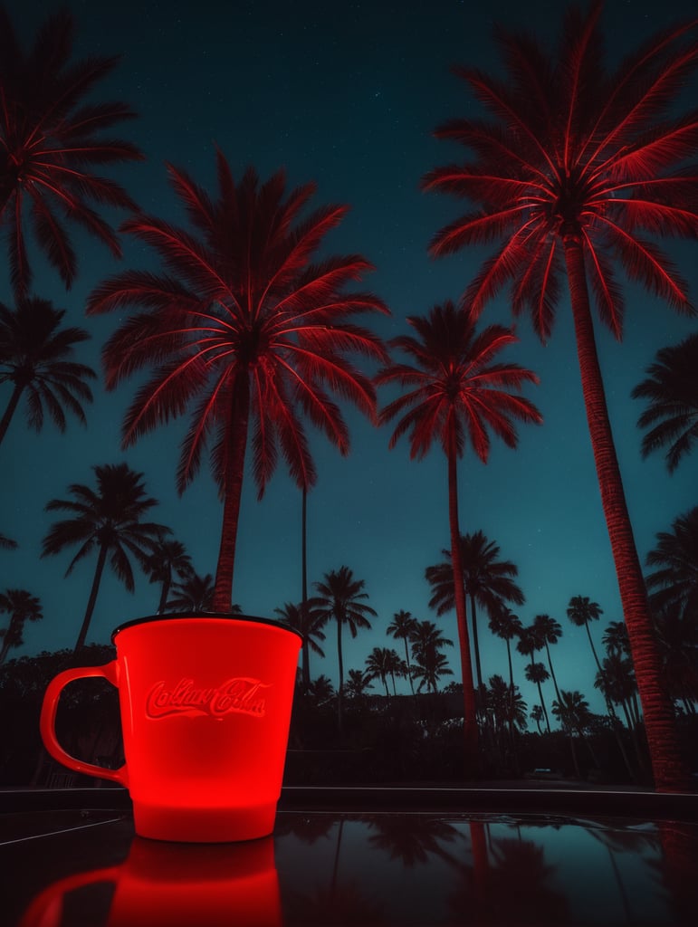 Florida, neon lights, red cup, palm trees,