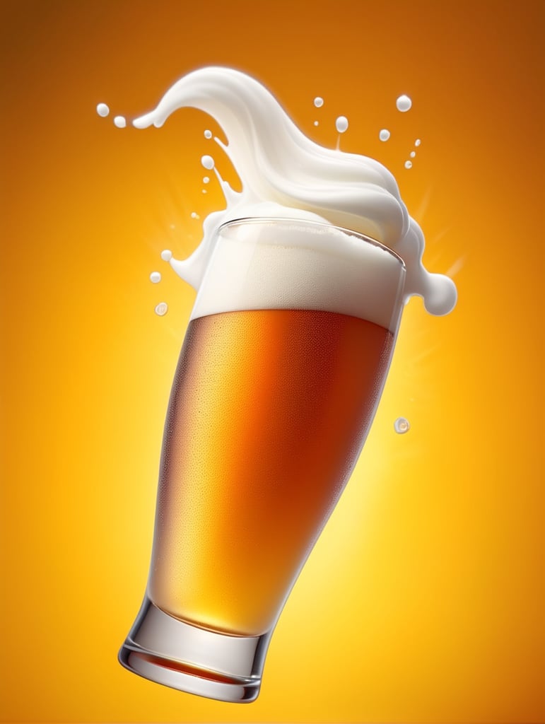 professional photo of a beer glass, Beer foam coming out of a glass