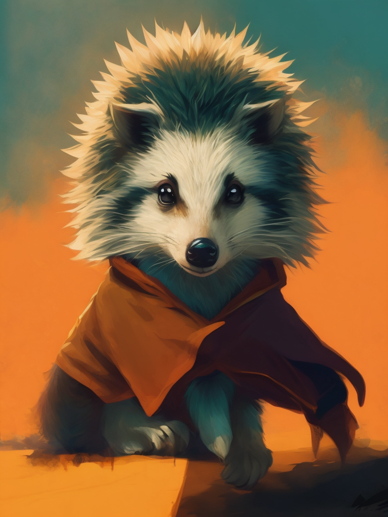 50s cartoon style photo of anthromorphic hedgehog, style of hannah barbara, studio ghibli, akira toriyama, james gilleard, warner brothers, trending pixiv fanbox, acrylic palette knife, 8k, vibrant colors, devinart, trending on artstation, low details, smooth