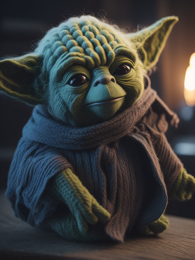 Master Yoda as a knitted toy