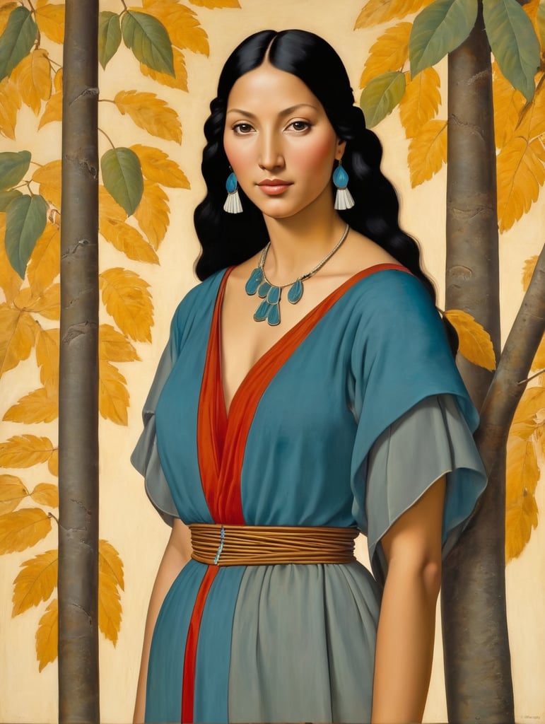 Pocahontas, Painting Oil Italy 15th Century, style of Sandro Botticelli