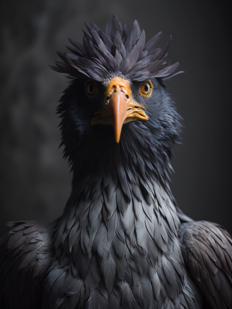 Chicken headed human, mugshot, hyper realistic