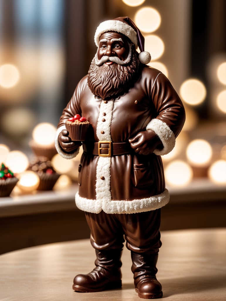 A chocolate Santa figure, made from milk chocolate