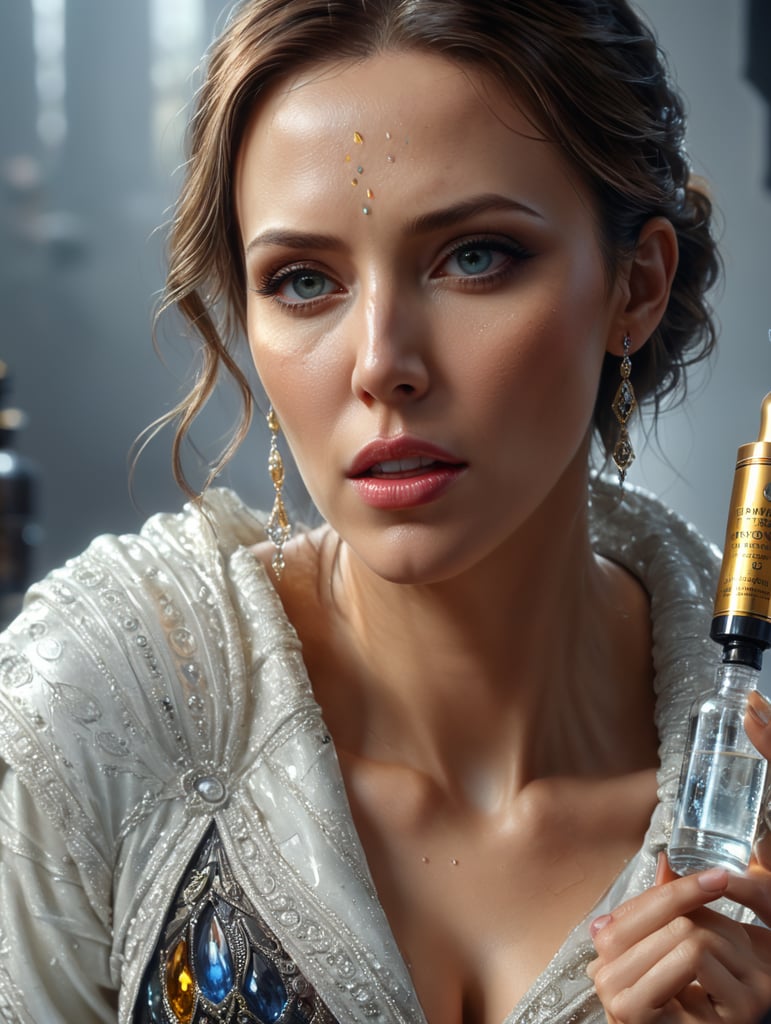 A woman in her 30s using a hyaluronic acid serum.
