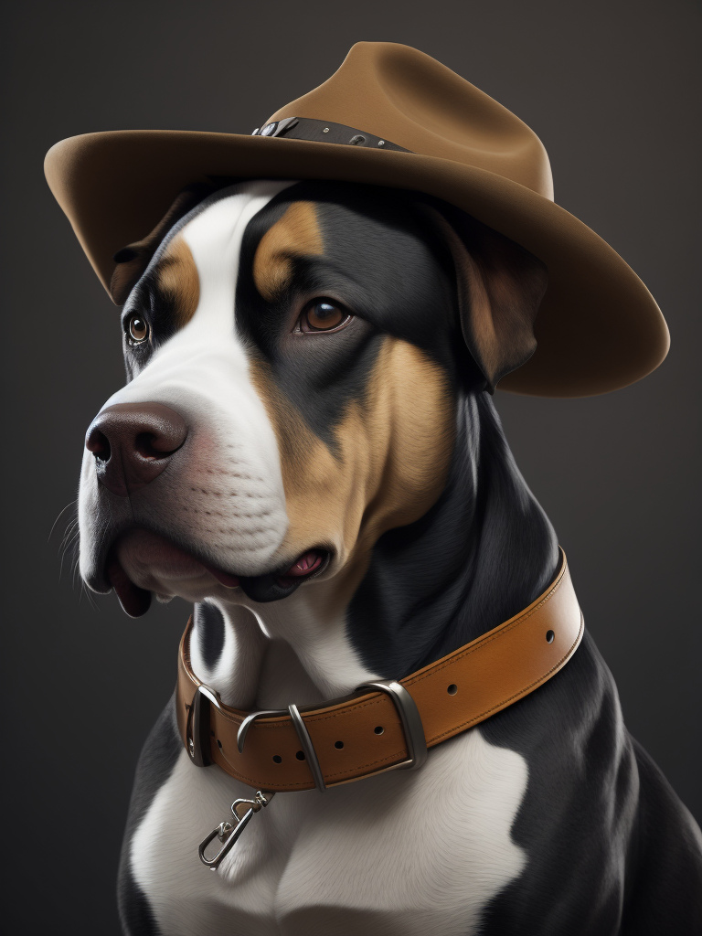 a British Bull dog wearing a cowboy hat.