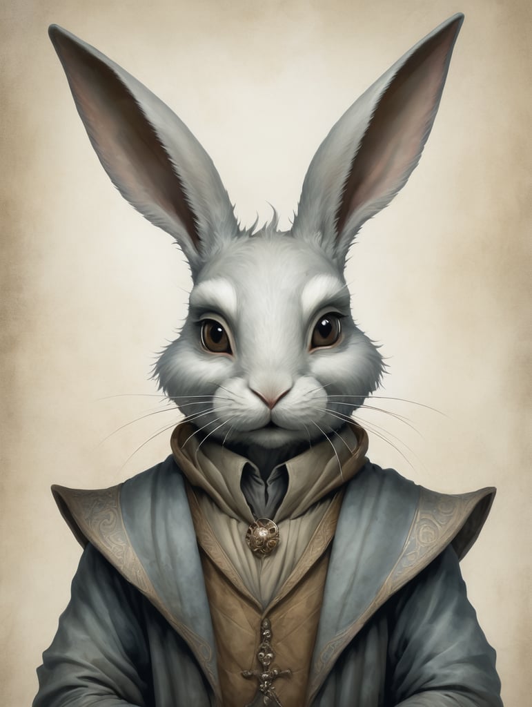 A bunny character in the style of Brian Froud