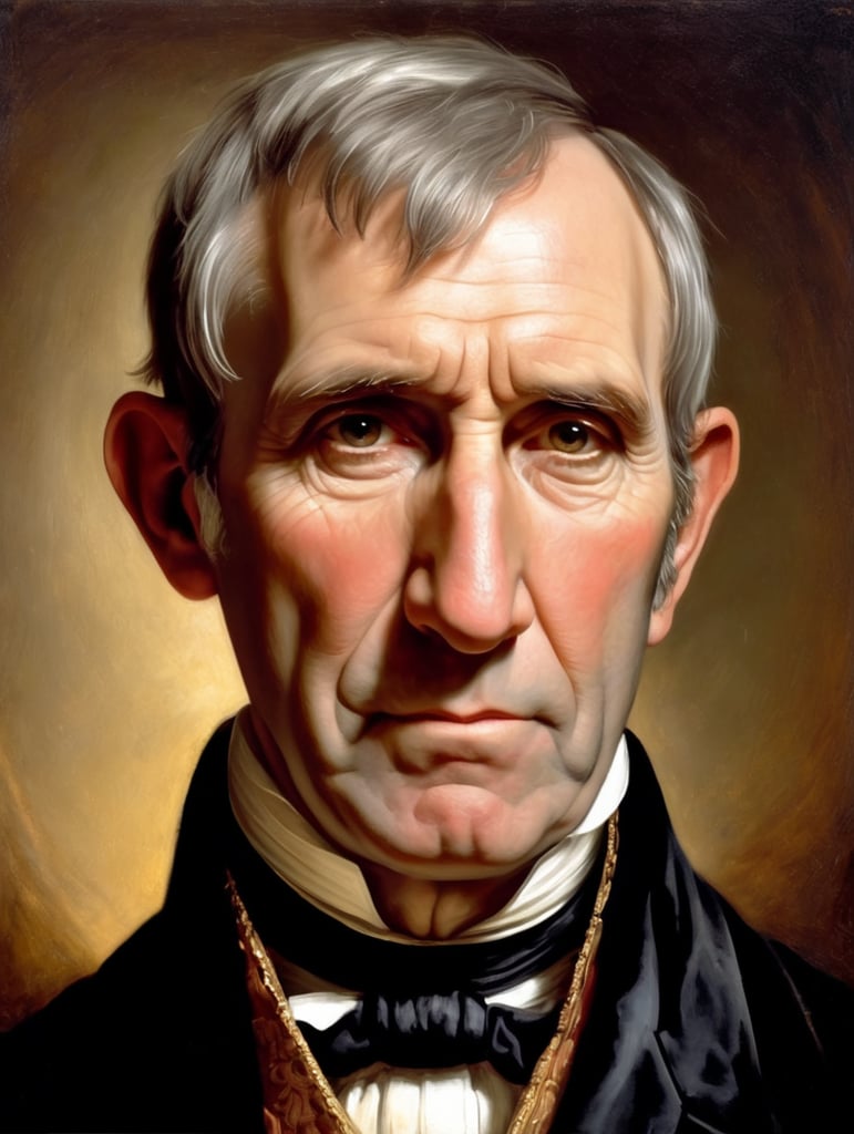 Portrait of William Henry Harrison by Rembrandt Harmenszoon van Rijn, sad face, America, so sorry