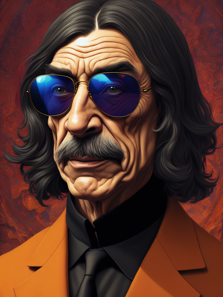 An extremely psychedelic portrait of a rené descartes with sunglasses, surreal, lsd, face, detailed, intricate, elegant, lithe, highly detailed, digital painting, artstation, concept art, smooth, sharp focus, illustration